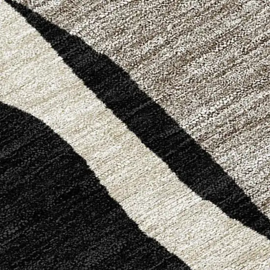 Black And Ivory Geometric Washable Indoor Outdoor Area Rug Photo 1