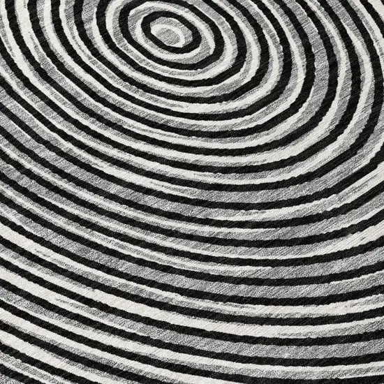 Black And Ivory Geometric Washable Indoor Outdoor Area Rug Photo 4
