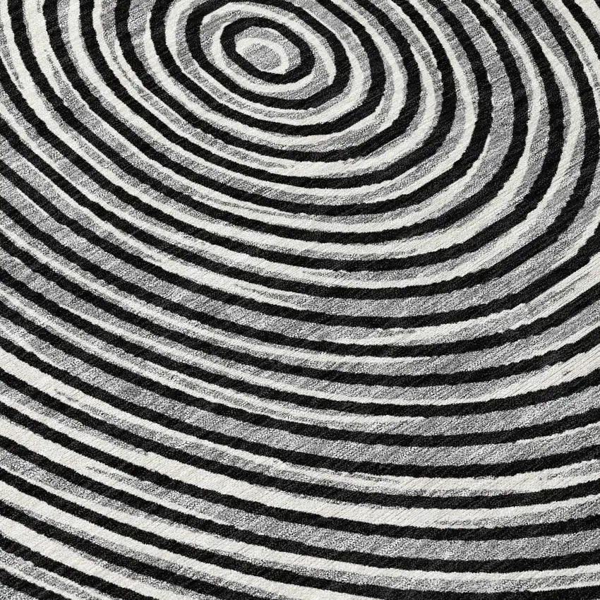 Black And Ivory Geometric Washable Indoor Outdoor Area Rug Photo 4