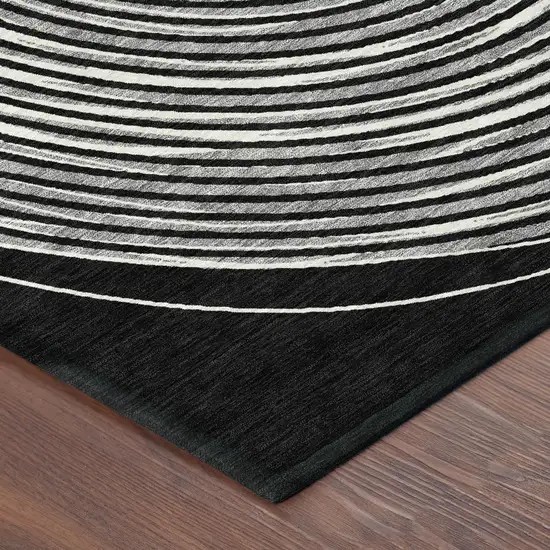 Black And Ivory Geometric Washable Indoor Outdoor Area Rug Photo 3