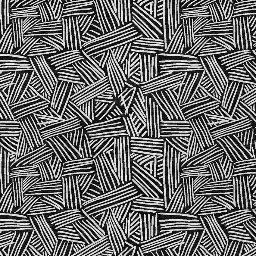 Black And Ivory Geometric Washable Indoor Outdoor Area Rug Photo 5