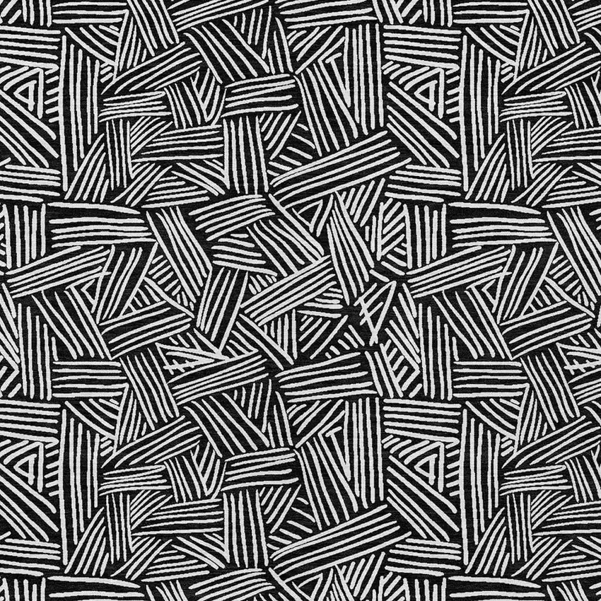 Black And Ivory Geometric Washable Indoor Outdoor Area Rug Photo 5