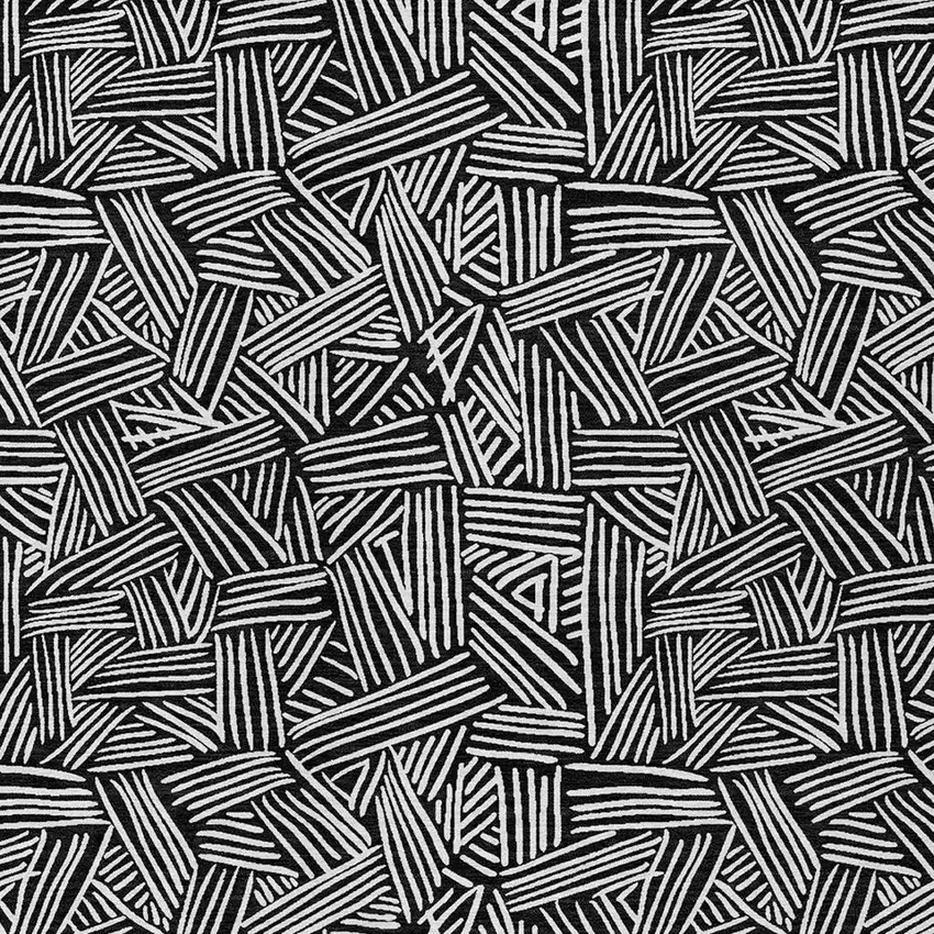 Black And Ivory Geometric Washable Indoor Outdoor Area Rug Photo 3