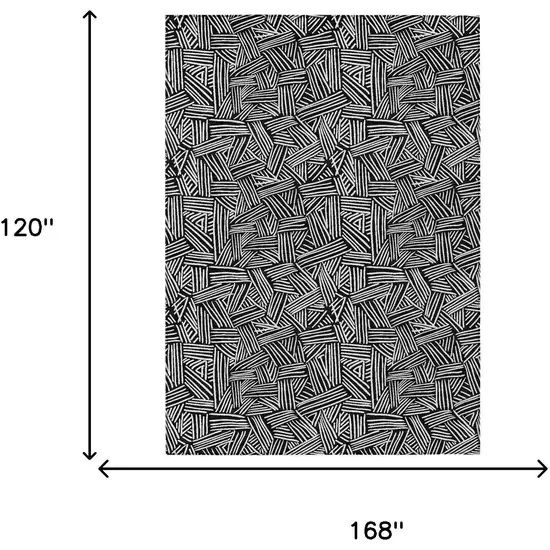 Black And Ivory Geometric Washable Indoor Outdoor Area Rug Photo 9