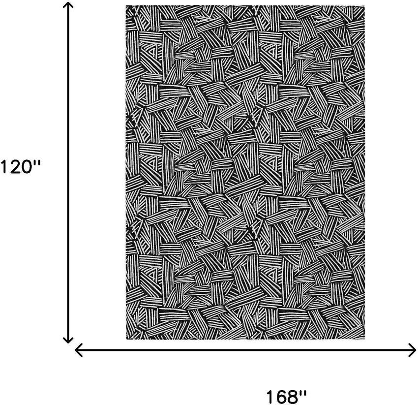 Black And Ivory Geometric Washable Indoor Outdoor Area Rug Photo 9
