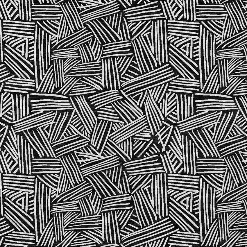 Black And Ivory Geometric Washable Indoor Outdoor Area Rug Photo 5