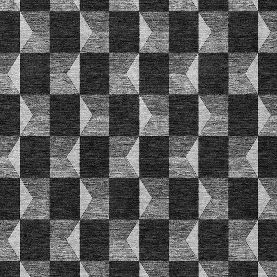 Black And Ivory Geometric Washable Indoor Outdoor Area Rug Photo 3