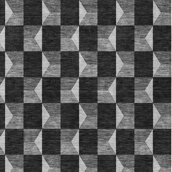 Black And Ivory Geometric Washable Indoor Outdoor Area Rug Photo 5