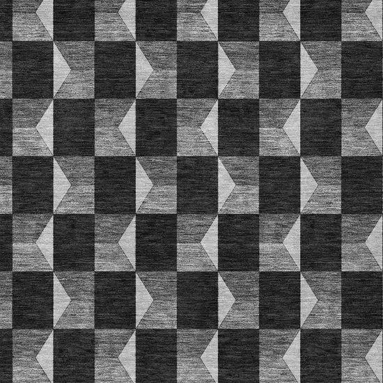 Black And Ivory Geometric Washable Indoor Outdoor Area Rug Photo 5