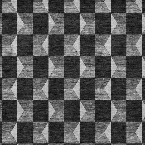 Black And Ivory Geometric Washable Indoor Outdoor Area Rug Photo 3