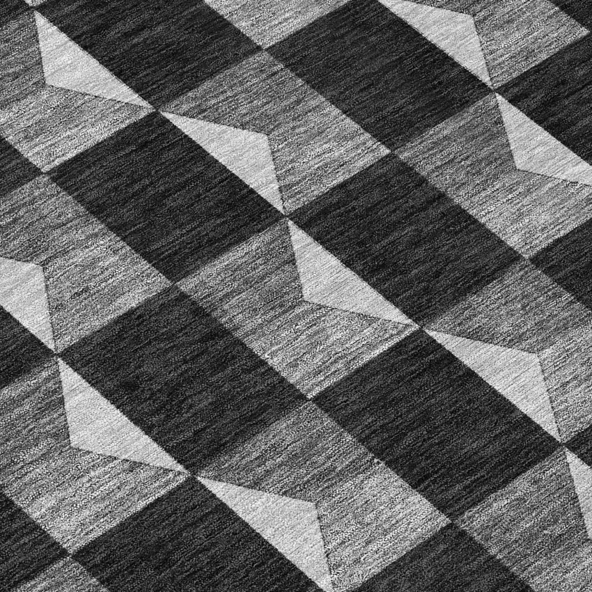 Black And Ivory Geometric Washable Indoor Outdoor Area Rug Photo 8