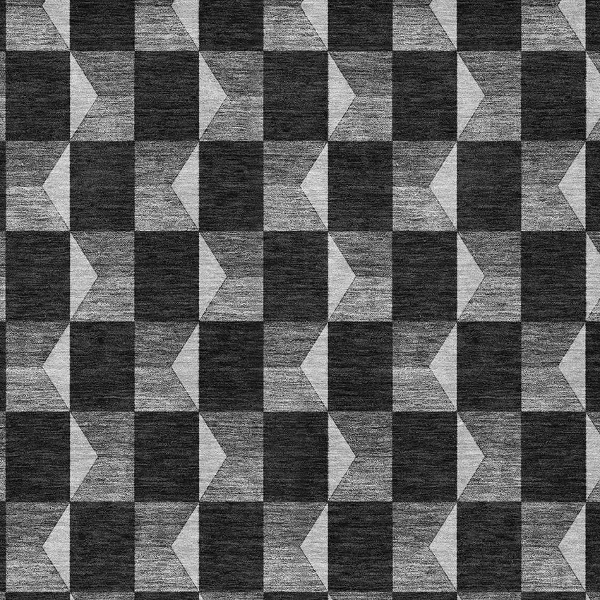 Black And Ivory Geometric Washable Indoor Outdoor Area Rug Photo 5