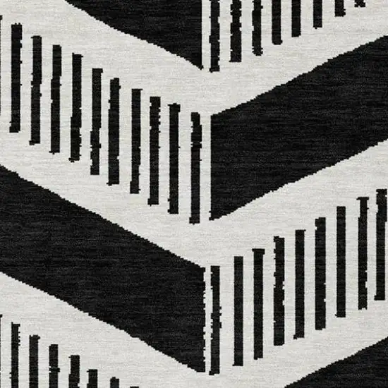 Black And Ivory Geometric Washable Indoor Outdoor Area Rug Photo 3