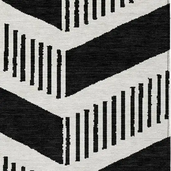 Black And Ivory Geometric Washable Indoor Outdoor Area Rug Photo 2