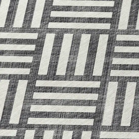 Black And Ivory Geometric Washable Indoor Outdoor Area Rug Photo 5