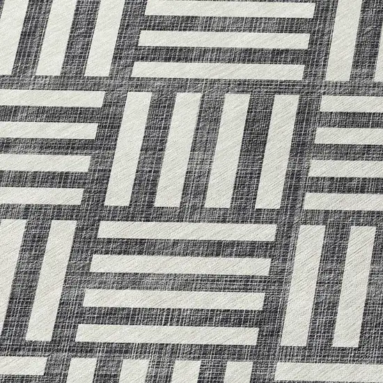 Black And Ivory Geometric Washable Indoor Outdoor Area Rug Photo 5