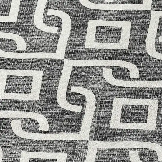 Black And Ivory Geometric Washable Indoor Outdoor Area Rug Photo 5