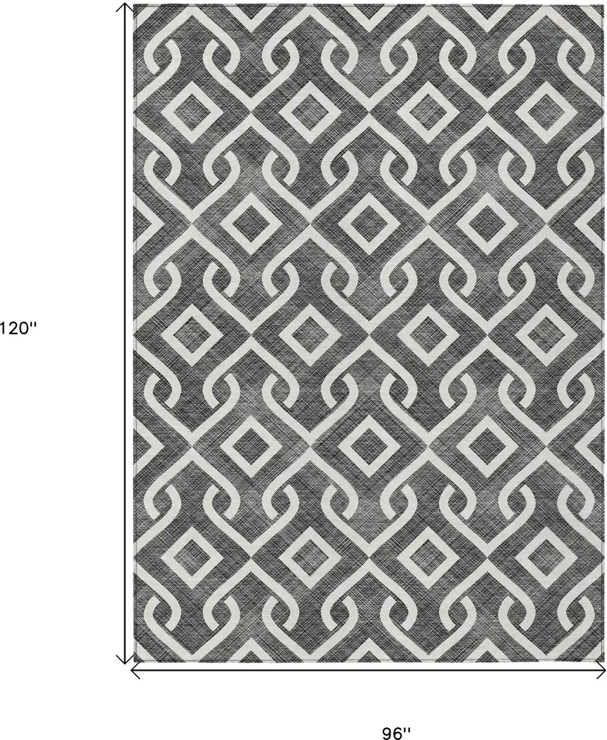 Black And Ivory Geometric Washable Indoor Outdoor Area Rug Photo 3