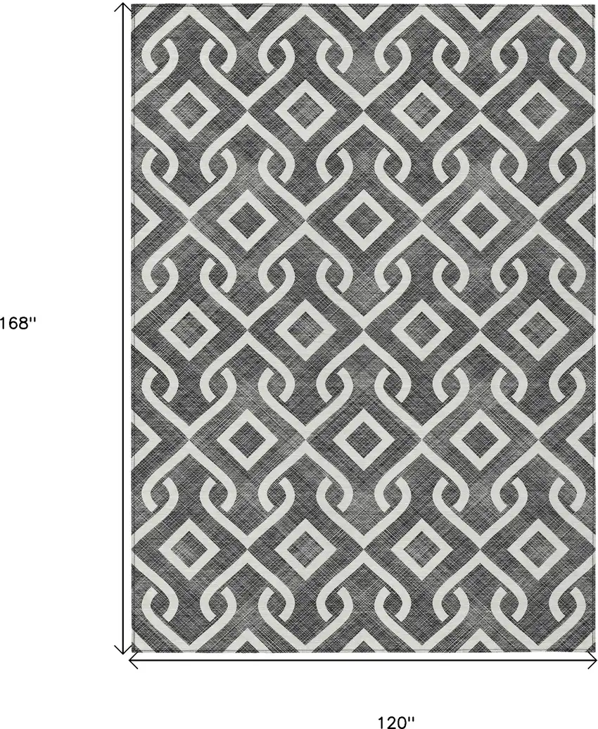 Black And Ivory Geometric Washable Indoor Outdoor Area Rug Photo 3