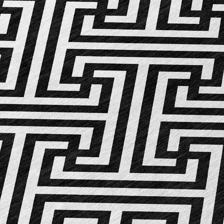 Black And Ivory Geometric Washable Indoor Outdoor Area Rug Photo 5