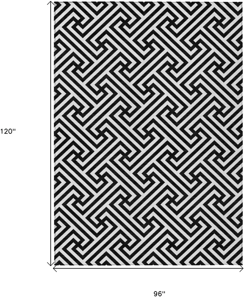 Black And Ivory Geometric Washable Indoor Outdoor Area Rug Photo 8