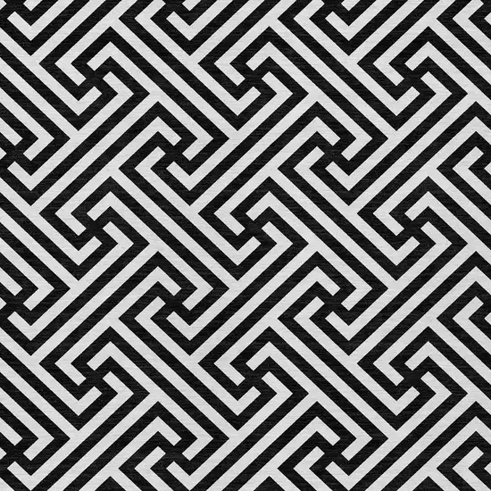 Black And Ivory Geometric Washable Indoor Outdoor Area Rug Photo 6