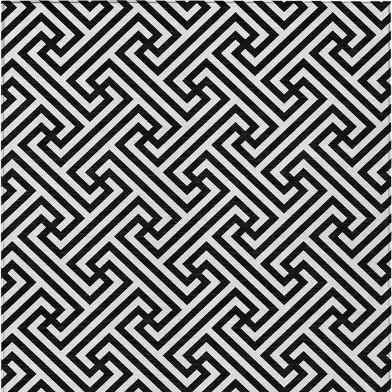 Black And Ivory Geometric Washable Indoor Outdoor Area Rug Photo 7