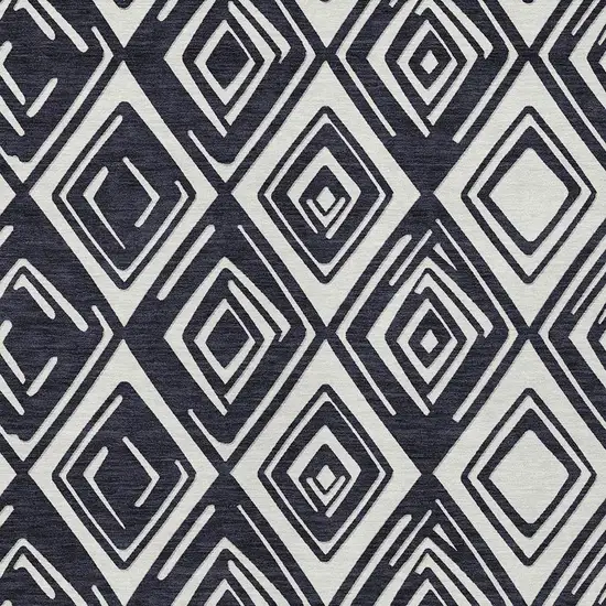 Black And Ivory Geometric Washable Indoor Outdoor Area Rug Photo 6