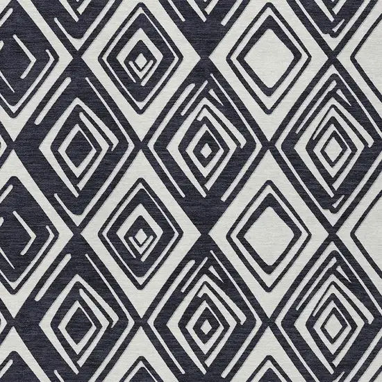 Black And Ivory Geometric Washable Indoor Outdoor Area Rug Photo 6