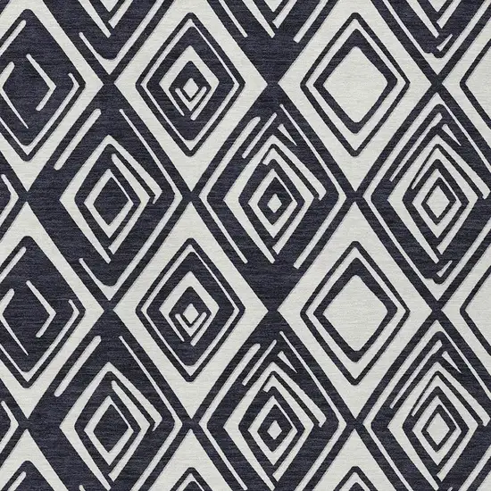 Black And Ivory Geometric Washable Indoor Outdoor Area Rug Photo 6