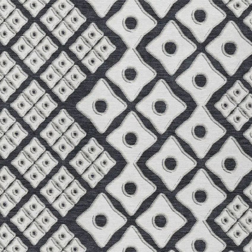Black And Ivory Geometric Washable Indoor Outdoor Area Rug Photo 6