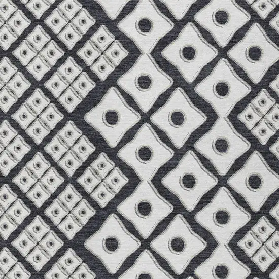 Black And Ivory Geometric Washable Indoor Outdoor Area Rug Photo 6