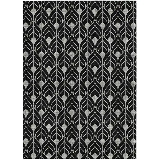Black And Ivory Geometric Washable Indoor Outdoor Area Rug Photo 6