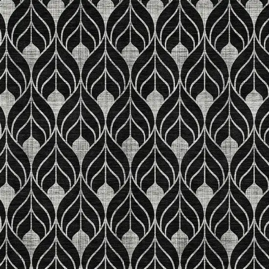 Black And Ivory Geometric Washable Indoor Outdoor Area Rug Photo 5