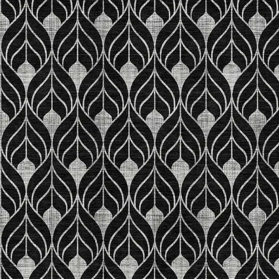 Black And Ivory Geometric Washable Indoor Outdoor Area Rug Photo 6