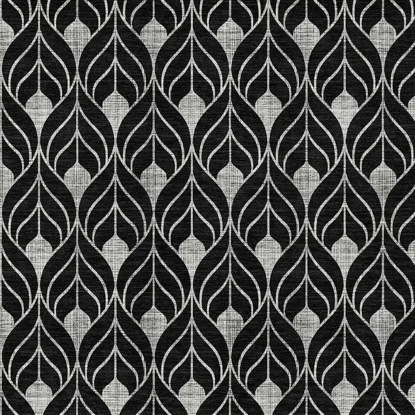 Black And Ivory Geometric Washable Indoor Outdoor Area Rug Photo 6