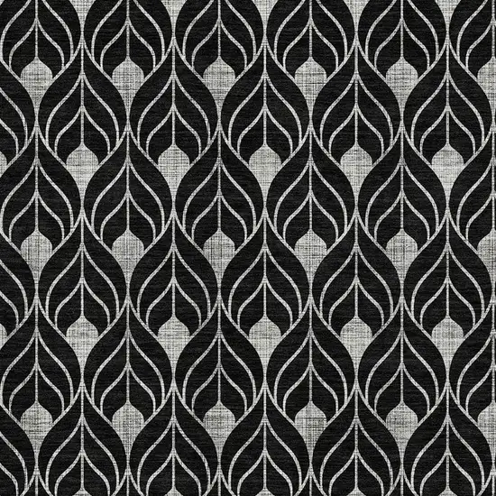 Black And Ivory Geometric Washable Indoor Outdoor Area Rug Photo 6