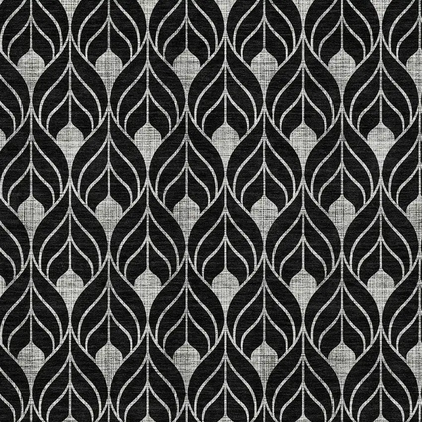 Black And Ivory Geometric Washable Indoor Outdoor Area Rug Photo 6