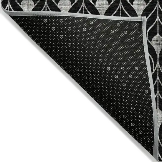 Black And Ivory Geometric Washable Indoor Outdoor Area Rug Photo 5
