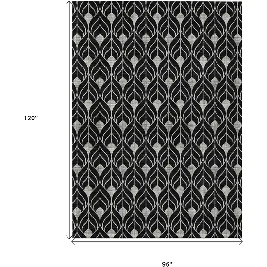 Black And Ivory Geometric Washable Indoor Outdoor Area Rug Photo 3