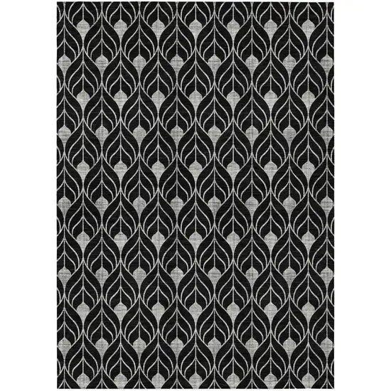 Black And Ivory Geometric Washable Indoor Outdoor Area Rug Photo 2