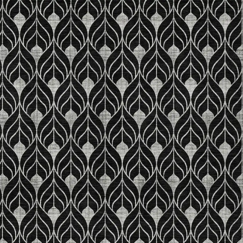 Black And Ivory Geometric Washable Indoor Outdoor Area Rug Photo 7