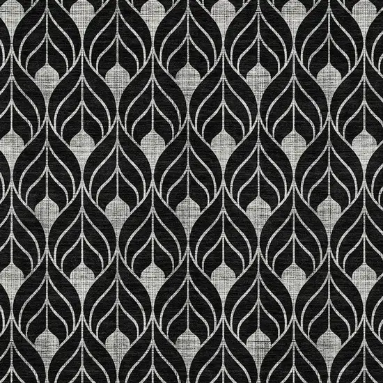 Black And Ivory Geometric Washable Indoor Outdoor Area Rug Photo 5