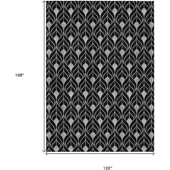 Black And Ivory Geometric Washable Indoor Outdoor Area Rug Photo 3