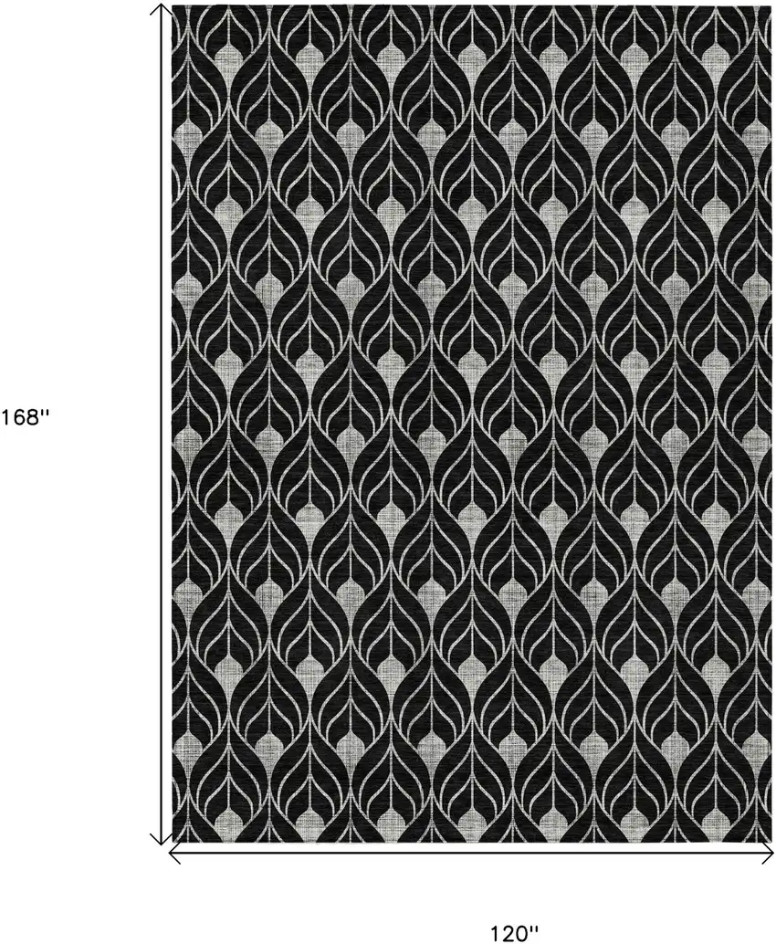 Black And Ivory Geometric Washable Indoor Outdoor Area Rug Photo 3