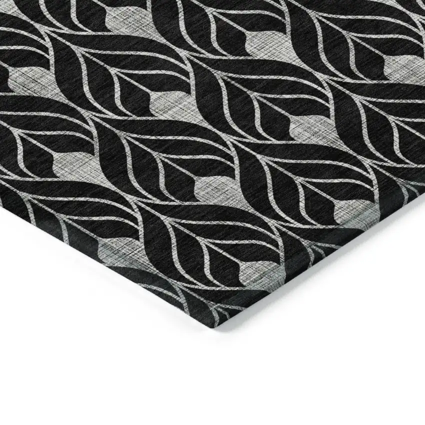 Black And Ivory Geometric Washable Indoor Outdoor Area Rug Photo 4