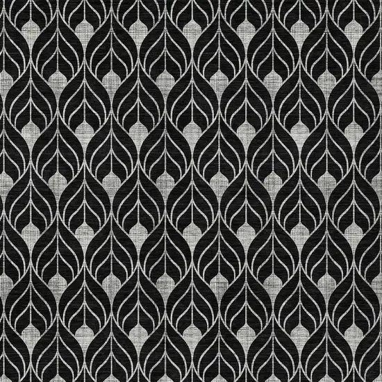 Black And Ivory Geometric Washable Indoor Outdoor Area Rug Photo 6