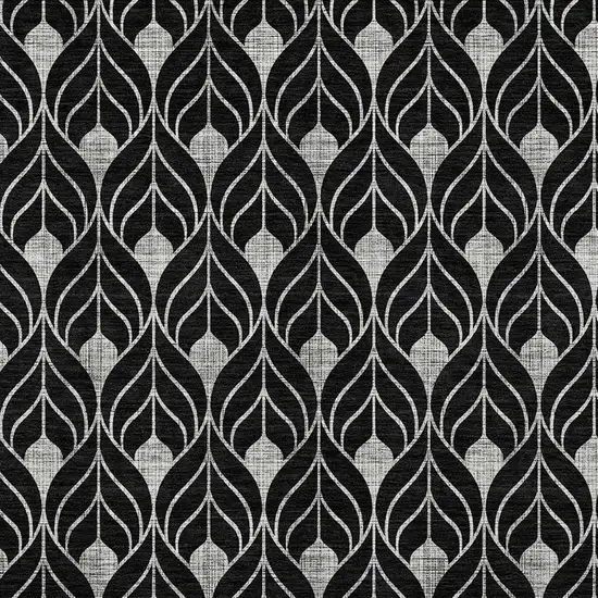 Black And Ivory Geometric Washable Indoor Outdoor Area Rug Photo 5