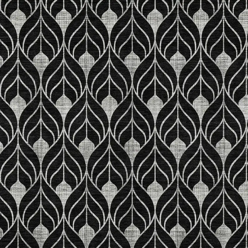 Black And Ivory Geometric Washable Indoor Outdoor Area Rug Photo 5