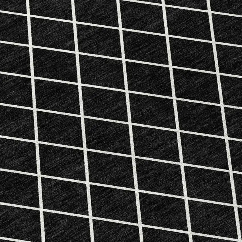Black And Ivory Geometric Washable Indoor Outdoor Area Rug Photo 4
